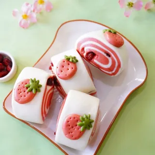 【美姬饅頭】美姬饅頭 草莓瑞士捲鮮乳造型饅頭(一盒6入)