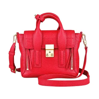 【3.1 Phillip Lim】3.1 Phillip Lim  Pashli金扣式小牛皮手提/斜背包(紅)