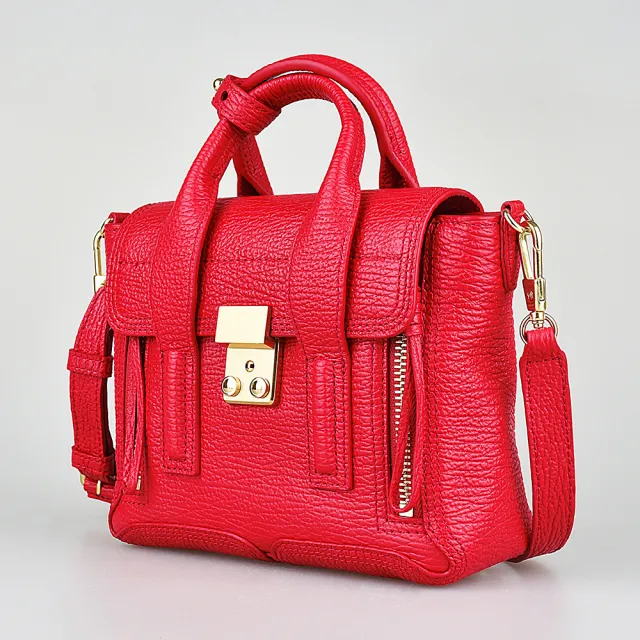 【3.1 Phillip Lim】3.1 Phillip Lim  Pashli金扣式小牛皮手提/斜背包(紅)