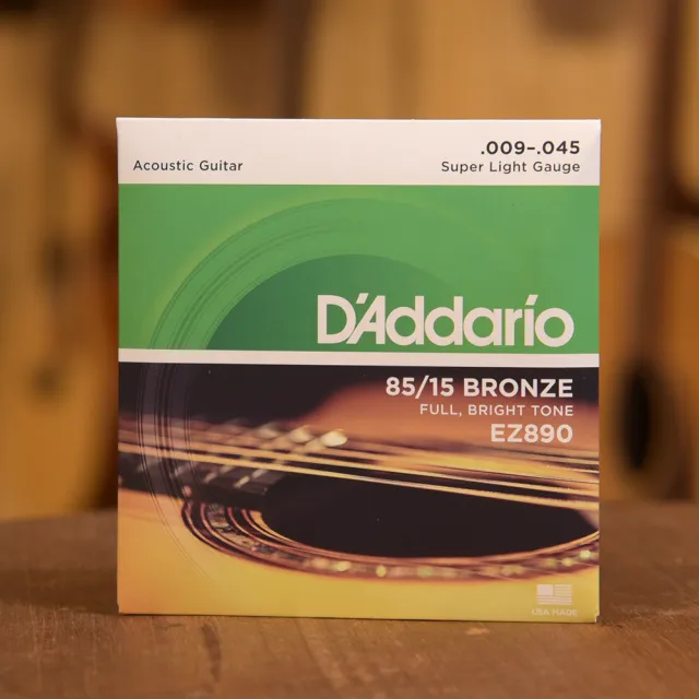 【D’Addario】EZ890 五套/組 木吉他弦 SUPER LIGHT GAUGE 85/15 黃銅 美國製(民謠吉他弦)