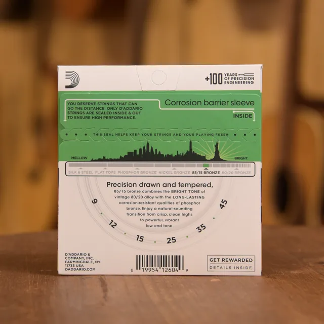 【D’Addario】EZ890 五套/組 木吉他弦 SUPER LIGHT GAUGE 85/15 黃銅 美國製(民謠吉他弦)