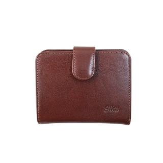 【Sika】牛皮壓扣短夾(A8281-02深咖啡)