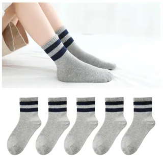 【TDL】兒童襪子男童襪女童襪短襪學生襪棉襪1/2襪5雙組灰色款16-20cm/20-23cm/23-26cm 35-1010