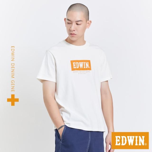 【EDWIN】男裝 人氣復刻款 橘標 印花LOGO短袖T恤(白色)