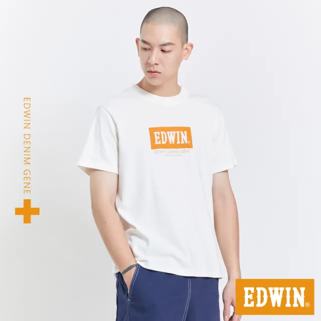【EDWIN】男裝 人氣復刻款 橘標 印花LOGO短袖T恤(白色)