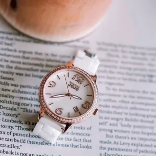【NATURALLY JOJO】閃耀蝶貝數字陶瓷腕錶-白X玫瑰金/34mm(JO96968-80R)