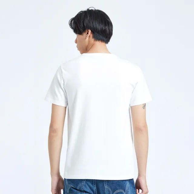 【EDWIN】男裝 人氣復刻款 復古印花口袋短袖T恤(白色)