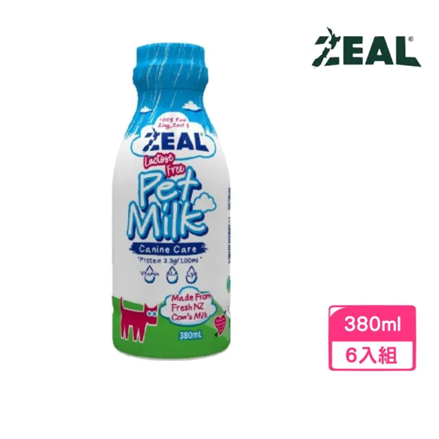 【ZEAL 真致】紐西蘭犬專用保健鮮乳（不含乳糖）380ml*6入組(效期:2024/10)