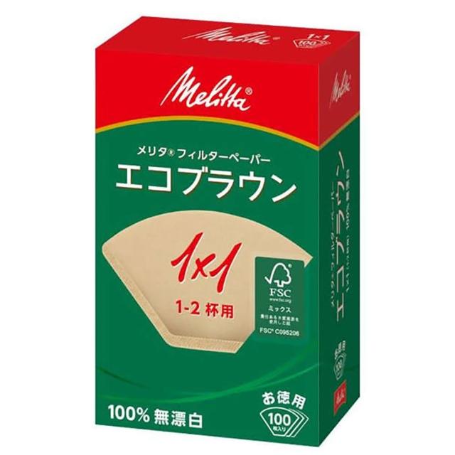 【德國Melitta扇型濾紙】美利塔1×1無漂白濾紙 1-2人份 咖啡機 手沖壺專用濾紙(100枚/盒×4盒 超值組合)