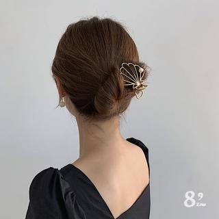 【89 zone】法式簡約合金鏤空 髮飾 頭飾 飾品 鯊魚夾 抓夾 髮夾 1 入(珍珠貝殼)