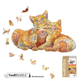 【YouRPUZZLE】臺灣現貨三隻橘貓拼圖(檢驗合格木質動物拼圖)