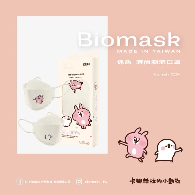 【BioMask杏康安】卡娜赫拉的小動物聯名-捏臉臉款-奶茶色-10入/盒(醫療級、韓版立體、台灣製造)