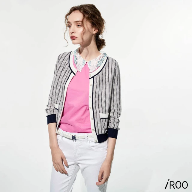 【iROO】鈎邊配色復古風針織外套