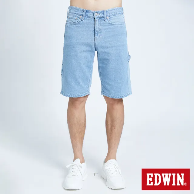 【EDWIN】男裝 工裝短褲(漂淺藍)