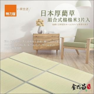【特力屋】日本厚藺草組合式榻榻米90x60cm3片入-森町綠