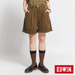 【EDWIN】女裝 打折寬短褲(綠色)