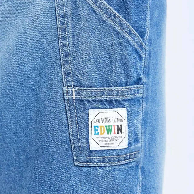 【EDWIN】男裝 工裝短褲(石洗藍)