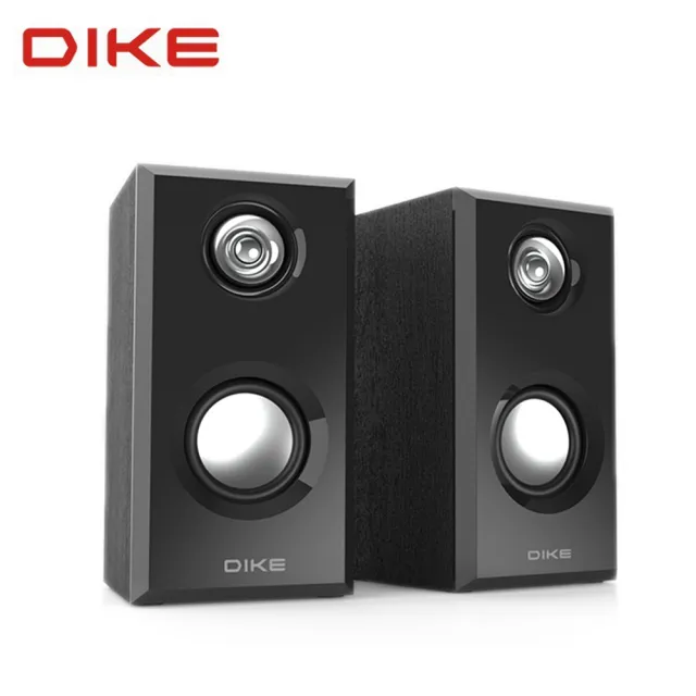 【DIKE】二件式線控式木箱2.0喇叭 USB供電音箱(專業擴大低音音響)