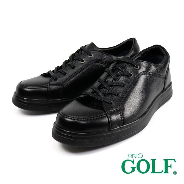 【AKIO GOLF】荔枝紋復古綁帶抗震休閒鞋 黑色(GF3301-BL)