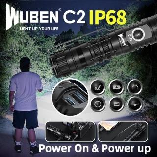 【WUBEN】錸特光電 C2 2000流明 USB-C充電(戶外強光LED 遠射 手電筒 爆閃 防水)