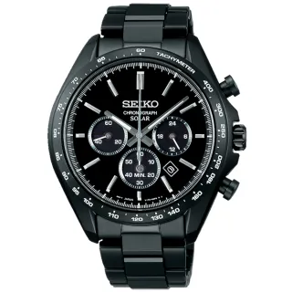 【SEIKO 精工】太陽能簡約時尚三眼計時腕錶42MM(SBPY169J黑色/V175-0FA0SD)