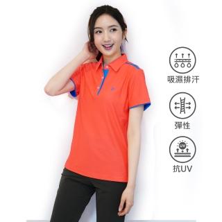 【遊遍天下】女款抗UV防曬涼感吸濕排汗POLO衫 桔藍(M-5L)