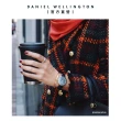 【Daniel Wellington】DW 手錶  Petite Sheffield 32mm爵士黑真皮皮革錶-香檳金框(DW00100547)