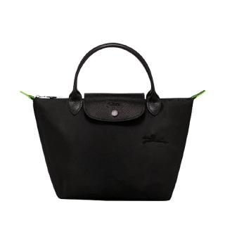 【LONGCHAMP】LE PLIAGE GREEN系列 短把折疊手提包S號(黑色)