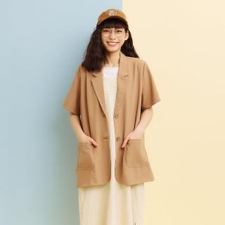 【Dailo】休閒短袖西裝-女短袖外套 西裝 綠 杏 駝(三色/魅力商品/版型適中)