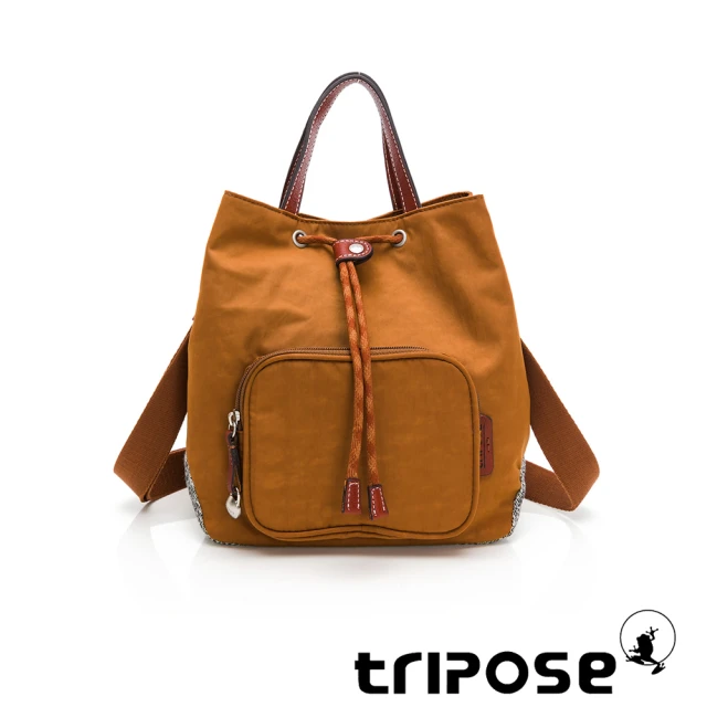 【tripose】漫遊系列岩紋手提斜背水桶包(稻禾駝)