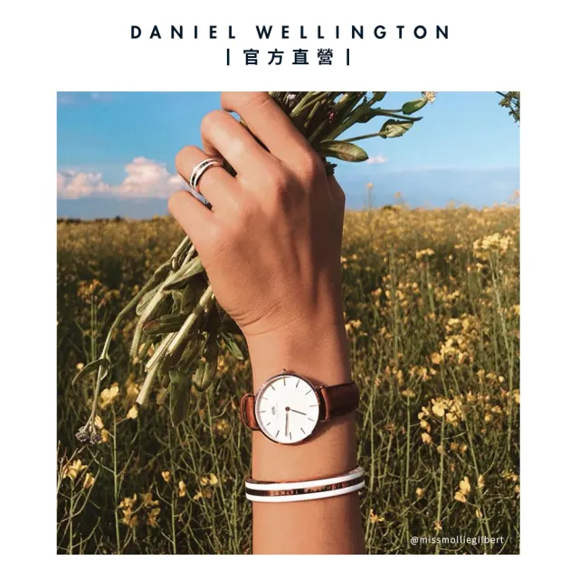 【Daniel Wellington】DW 手錶  Petite St Mawes 32mm棕色真皮皮革錶-香檳金框(DW00100550)