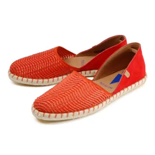 【VERBENAS】波浪編織造型休閒草編鞋 橘紅色(030058-OR)
