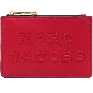 【MARC BY MARC JACOBS】櫻桃紅浮雕LOGO皮革拉鍊零錢包