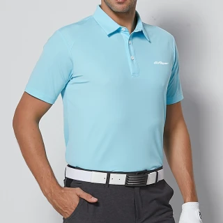 【GoPlayer】男高爾夫短袖上衣-深藍肩網(高爾夫球衫 polo衫 運動衫)