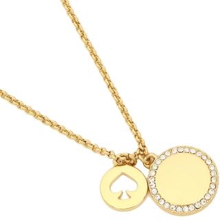 【KATE SPADE】金色圓形鋯石圓牌鏤空桃心項鍊