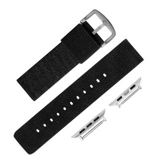 【Watchband】Apple Watch / 38.40.41.42.44.45mm / 蘋果手錶替用錶帶 蘋果錶帶 休閒尼龍帆布錶帶(黑色)