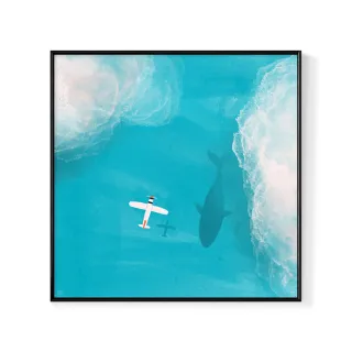 【菠蘿選畫所】天空的視角-40x40cm(鯨魚/天空/海洋/方形掛畫/咖啡廳裝潢/居家空間)