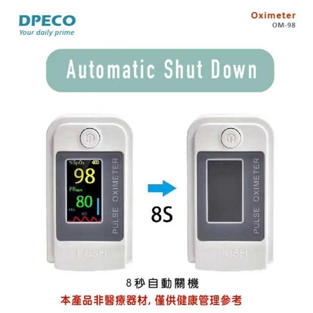 【DPECO】指夾式脈搏血氧機2入組(運動家用血氧偵測儀 血氧機OM-98)