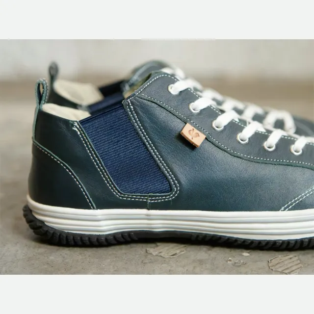Spingle Move】SPM-442 中筒舒適手工休閒皮鞋-Dark blue 藍綠色- momo
