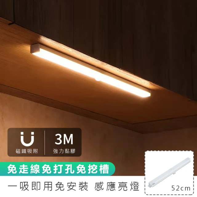 【麥瑞】LED可調感應燈-52cm(LED感應燈 感應 燈條 衣櫥燈 衣櫃燈 走廊燈 櫥櫃燈 床頭燈 露營燈 展示燈)