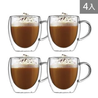 【DWG】耐熱把手雙層玻璃杯 4入組 250ml(雙層玻璃杯)