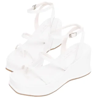 【Ann’S】美圖厚底系列-夾腳三條細帶後跟交叉簍空方頭涼鞋-7.5cm(白)