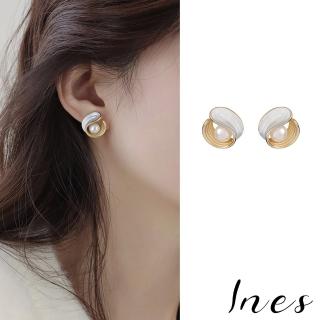 【INES】韓國設計925銀針法式復古花苞意象珍珠造型耳環(925銀針耳環 花苞耳環 珍珠耳環)