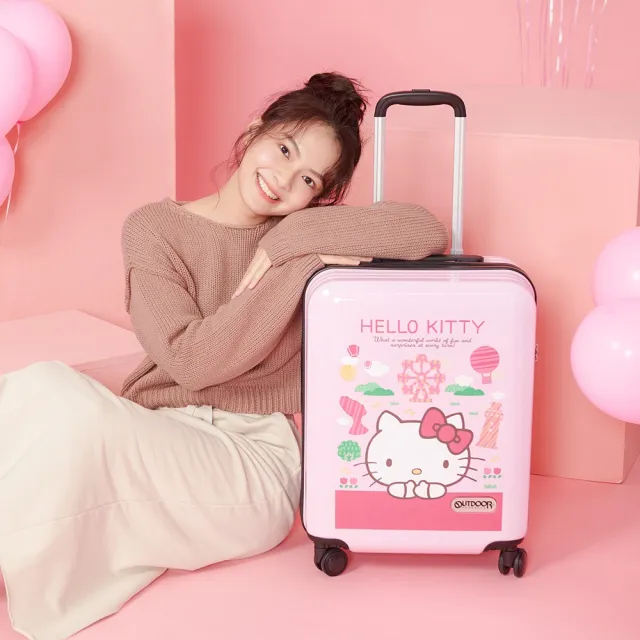 【OUTDOOR 官方旗艦館】Hello Kitty聯名款台灣景點20吋行李箱-粉紅色 ODKT21A19PK