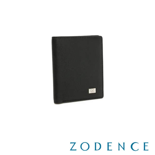 【ZODENCE 佐登司】SLEEK進口牛皮直式簡式短夾(黑)