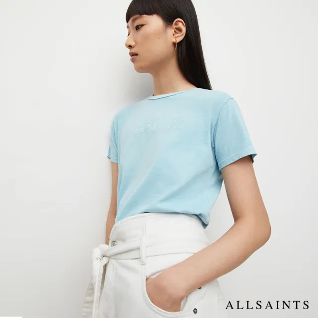 【ALLSAINTS】MIC 輕柔舒適純棉LOGO短袖T恤-淺藍 WM136W(常規版型)