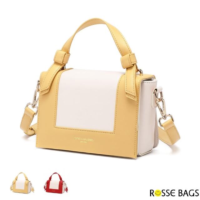 【Rosse Bags】流行拼色款魅力翻蓋式肩背包(現+預  紅色／黃色)