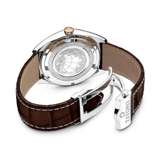 【TITONI 梅花錶】宇宙系列 錢幣紋錶圈 機械腕錶 / 41mm 禮物推薦 畢業禮物(878SRG-ST-606)