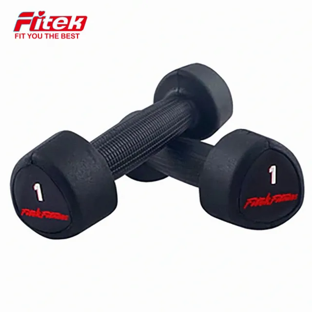【Fitek】1KG 三角橡膠啞鈴*1對 三角啞鈴1公斤2支(可摔式包膠啞鈴/健身房專業啞鈴)
