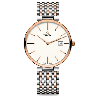 【TITONI 梅花錶】纖薄系列 輕量機械腕錶 / 39mm 母親節 禮物(82718SRG-606)